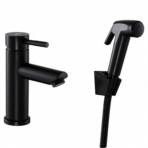 Смеситель для раковины с гигиеническим душем Fashun A58101A-7, черный фото