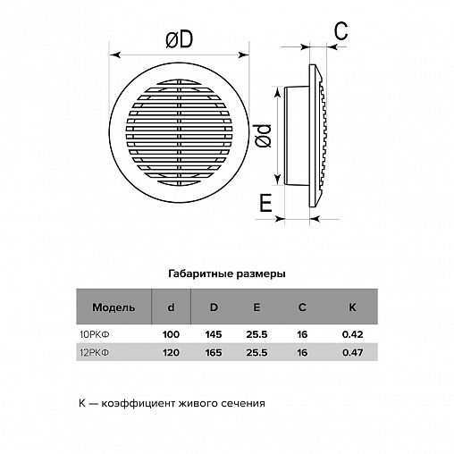 Решетка вентиляционная Era 12РКФ, пластиковая, с фланцем D 120 мм, D 165 мм фото