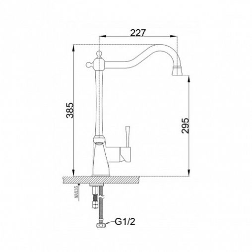 Смеситель для кухни Zorg ZR 353 YF BR, с подключением к фильтру, однорычажный, бронза фото