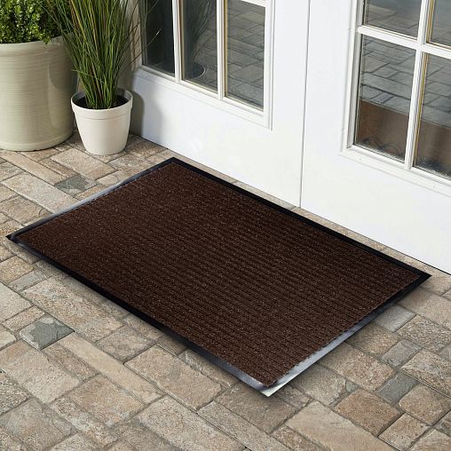 Коврик придверный SunStep Ребристый, влаговпитывающий, 50 x 80 см, коричневый фото