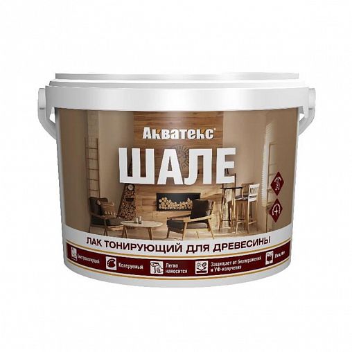 Лак тонирующий для дерева Акватекс Шале, акрилатный, шелковисто-матовый, 2,5 кг, сосна фото