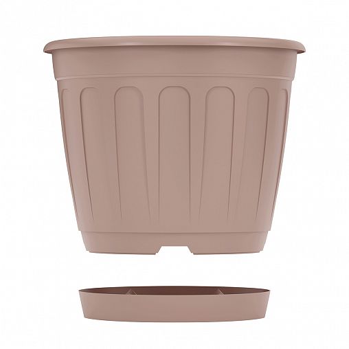 Горшок для цветов Альтернатива Дионис, с поддоном, 1,6 л, бежевый фото