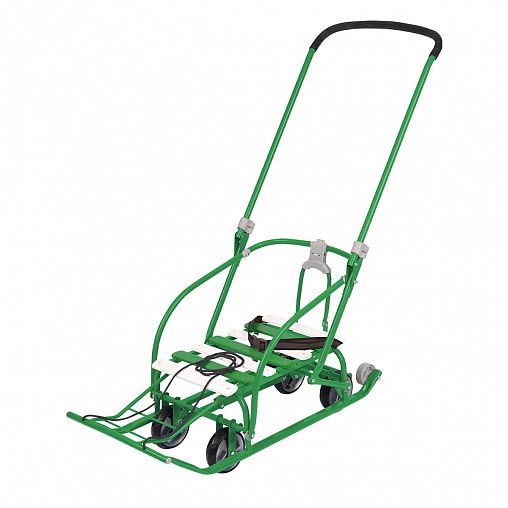 Санки детские с ручкой Nika Kids Nikki 3 N3/З2, сиденье 46 x 29 см, с колесами, зеленые фото