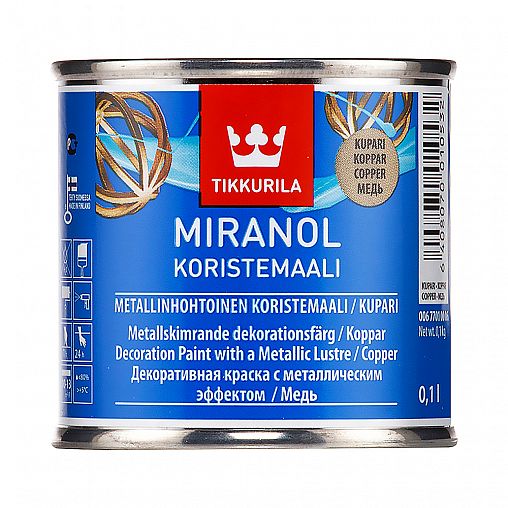 Краска декоративная с металлическим эффектом Miranol Koristemaali (Миранол) TIKKURILA 0,1 л медный фото