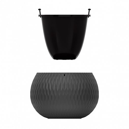 Кашпо подвесное Альтернатива Жемчужина, со вставкой, 9,7 л, графитовое фото