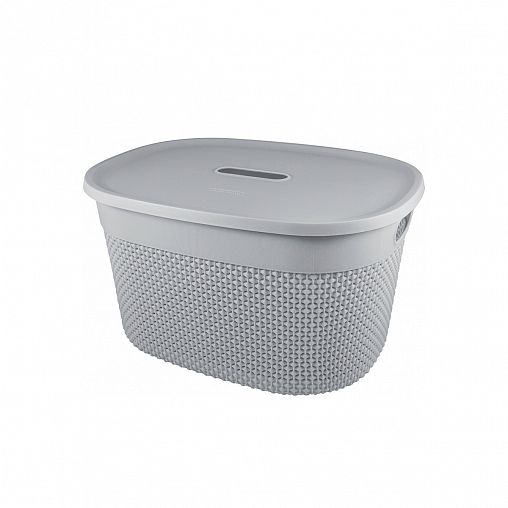 Корзина универсальная Plast Team Oslo, 388 x 292 x 223 мм, с крышкой, серый шторм фото