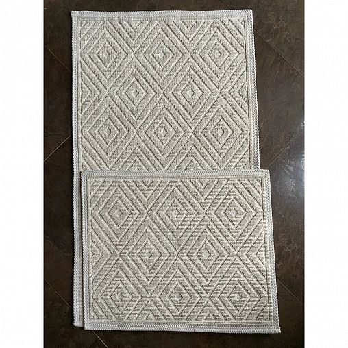 Набор ковриков L Cadesi Pamuklu, полиэстер, 60 x 50 + 60 x 100 см, 2 шт, кремовый фото