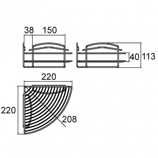 Полка в ванную угловая Milardo, хром фото