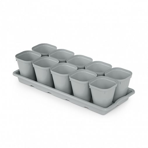 Набор для рассады Альтернативы, 10 стаканчиков 300 мл на поддоне, 41,2 x 16,5 x 9,7 см, микс фото