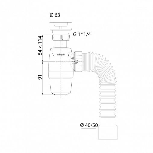 Сифон Wirquin Neo, с выпуском 1 1/4" x 40 мм и гофротрубой, 40 x 40/50 мм фото