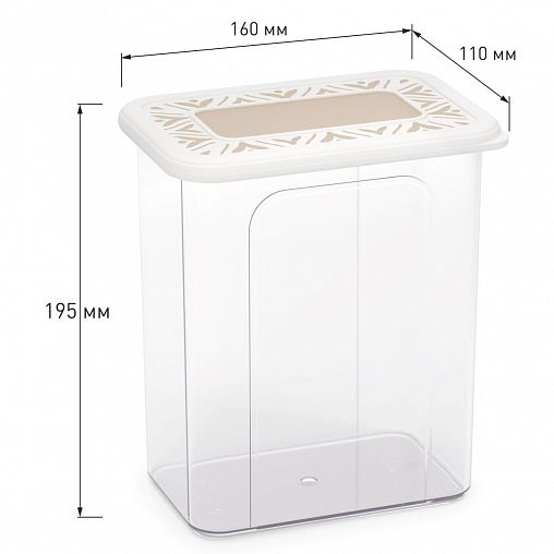 Емкость для сыпучих продуктов Альтернатива Эстетика, прямоугольная, 2,2 л, бело-бежевая фото