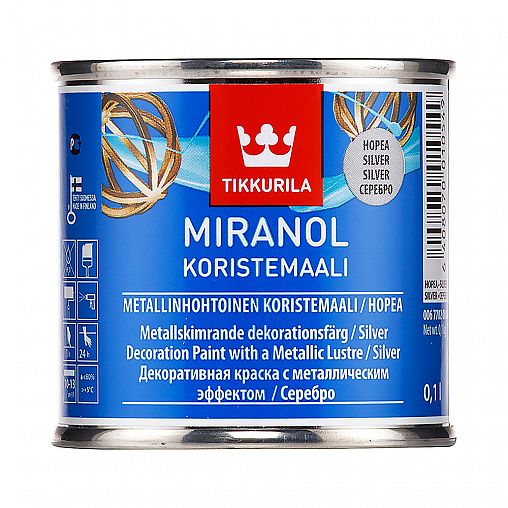 Краска декоративная с металлическим эффектом Miranol Koristemaali (Миранол) TIKKURILA 0,1 л серебрис фото