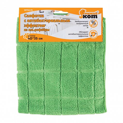 Салфетка Рыжий кот, микрофибра, с антибактериальным эффектом, 40 x 35 см фото