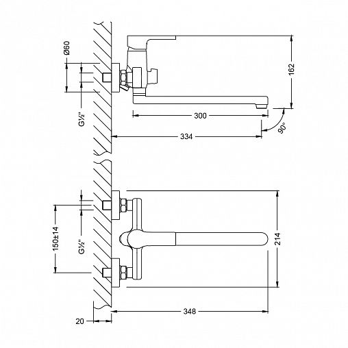 Смеситель для ванны с душем Lemark Aura LM0651CH, с длинным изливом, хром фото