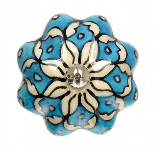 Ручка для мебели Blumen Haus Незабудка, керамическая, ручная роспись фото