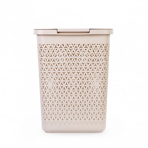 Корзина для белья Альтернатива Элемент, прямоугольная, 30 л, бежевая фото