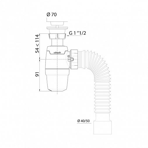 Сифон Wirquin Neo, с выпуском 1 1/2" x 40 мм и гофротрубой фото