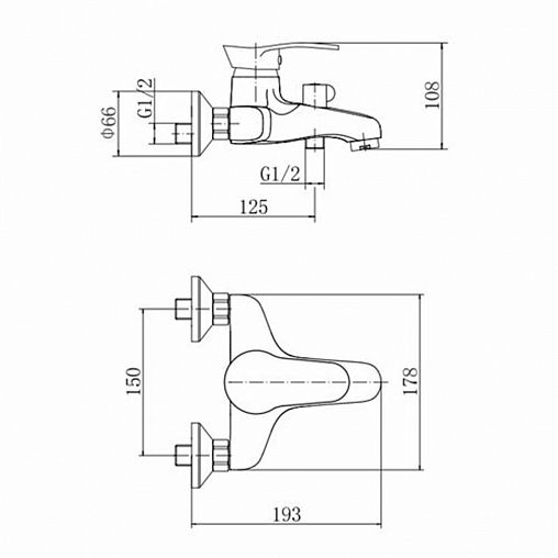 Смеситель для ванны с душем Fashun A3201, хром фото