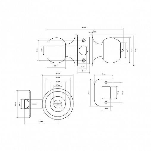 Ручка-защелка Стандарт 607 ET GP, ключ/фиксатор, золото (латунь) фото