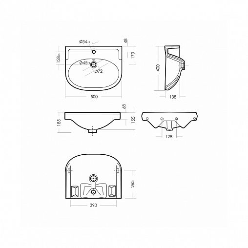 Раковина Sanita Комфорт 50 ВКС, 50 x 40 x 18,5 см, белая фото