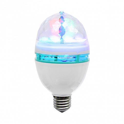 Лампа светодиодная Vegas Диско, 3 LED лампы, E27, 8 x 15 см, многоцветная фото