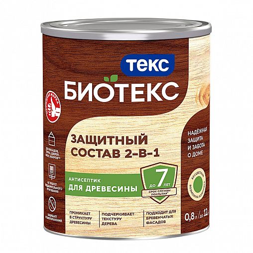 Защитный лессирующий состав для дерева Bioteks 2-в-1, 0,8 л, бесцветный фото