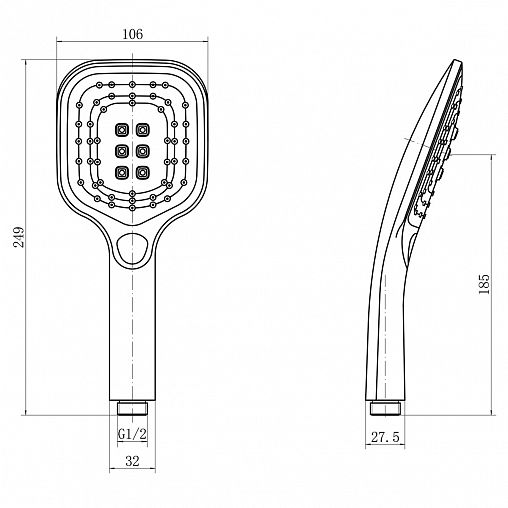 Лейка для душа Fashun A17-7, 3 режима, черная фото