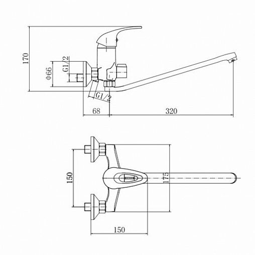 Смеситель для ванны с душем Fashun A2203, с длинным изливом, хром фото