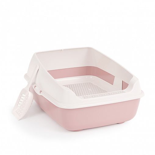 Набор для кошек Альтернатива Лекси, лоток с высоким бортом, сеткой и совком, розовый фото