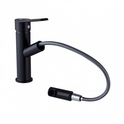 Смеситель для раковины с вытяжной лейкой Fashun PL4009-7, черный фото