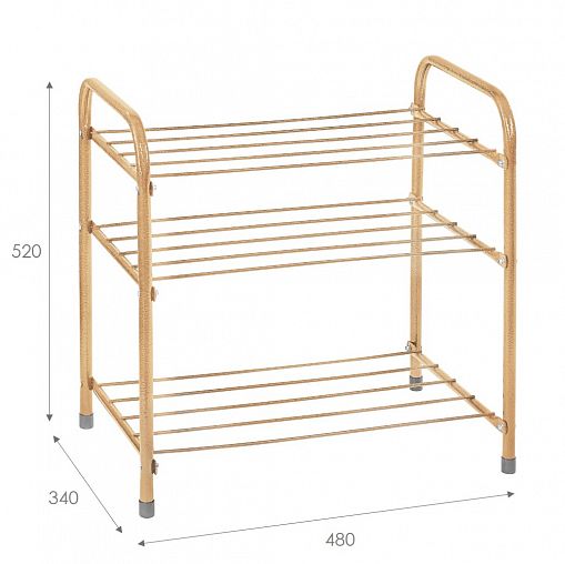 Этажерка для обуви Violet Эконом, 3 яруса, 34 x 48 x 52 см, бежевая фото