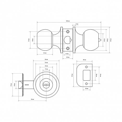 Ручка-защелка Стандарт 607 ET AB, ключ/фиксатор, бронза фото