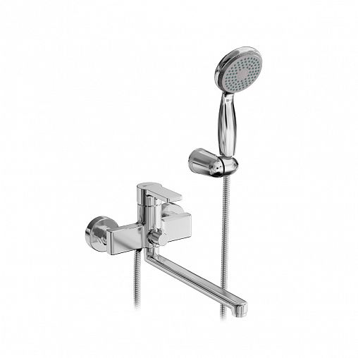 Смеситель для ванны с душем Lemark Aura LM0651CH, с длинным изливом, хром фото