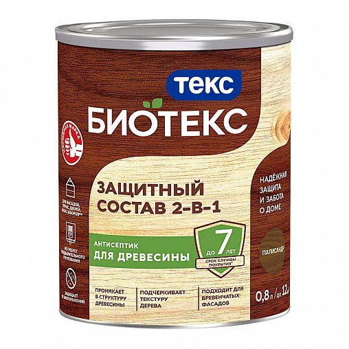 Защитный лессирующий состав для дерева Bioteks 2-в-1, 0,8 л, палисандр фото