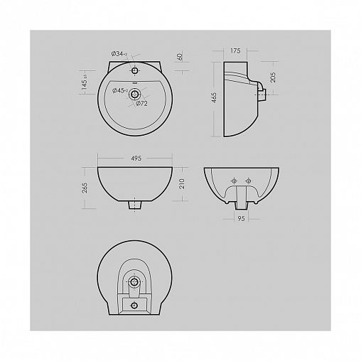 Раковина Sanita Luxe Art 50 ВКС, 49,5 x 46,5 x 26,5 см, белая фото