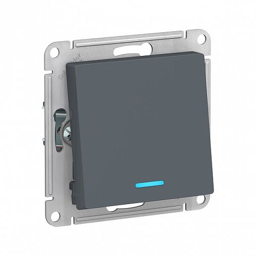 Переключатель 1-клавишный Systeme (Schneider) Electric Atlasdesign, встраиваемый, с подсв., грифель фото