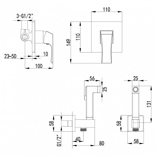 Гигиенический душ Lemark Unit LM4519C, однорычажный, хром фото