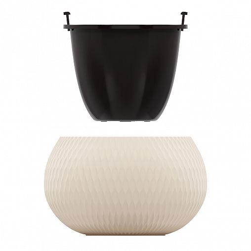 Кашпо Альтернатива Жемчужина, со вставкой, 16 л, бежевое фото