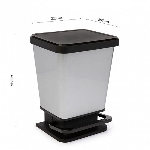 Контейнер для мусора с педалью Альтернатива Металл, 20 л, серебристый металлик фото