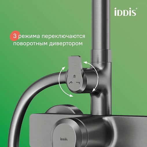 Душевая система с тропическим душем IDDIS Parker, графит фото