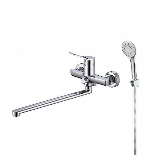 Смеситель для ванны с душем Milardo Enjoy, с длинным изливом, глянцевый хром фото