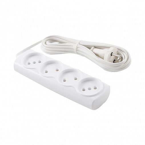 Удлинитель Engy Эконом, ШВВП 2 x 0,75 мм, 4 розетки, 5 м, белый фото