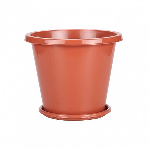 Горшок для цветов Альтернатива Эконом, с поддоном, 3 л, коричневый фото