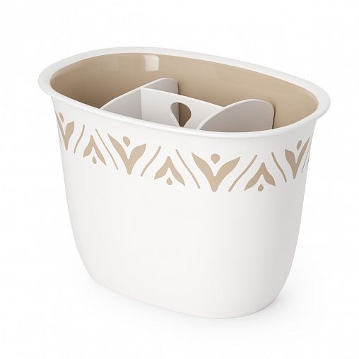 Подставка для столовых приборов Альтернатива Эстетика, 19,5 x 13,5 x 13,5 см, бело-бежевая фото