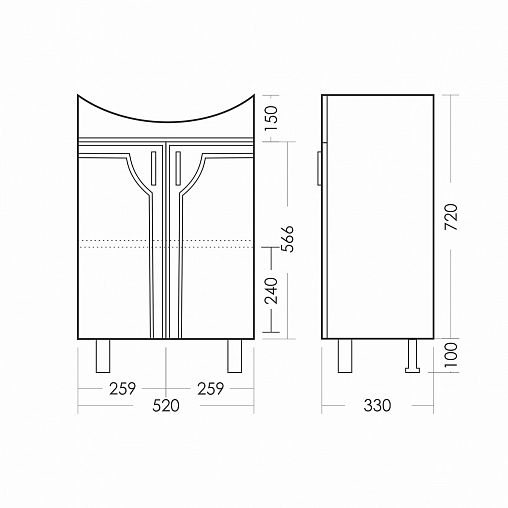 Тумба под раковину напольная Sanita Идеал, 82 x 52 x 33 см фото