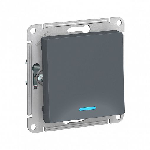 Выключатель 1-клавишный Systeme (Schneider) Electric Atlasdesign, встраиваемый, с подсв., грифель фото