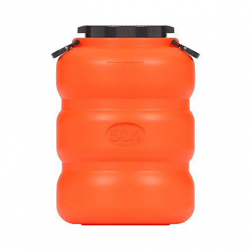 Канистра-бочка пластиковая Альтернатива Байкал, с крышкой и ручками, 50 л, оранжево-серая фото