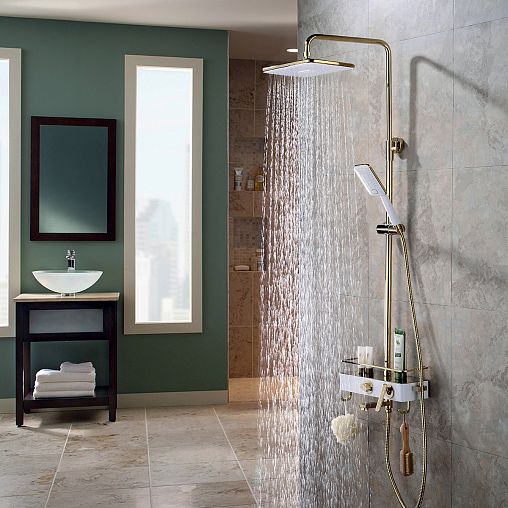 Душевая система Lemark Mista LM6462WG, однорычажная, белая/золото фото