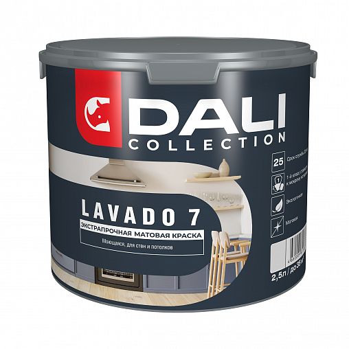Краска для стен и потолков Dali Collection Lavado 7, матовая, база C, бесцветная, 2,5 л фото