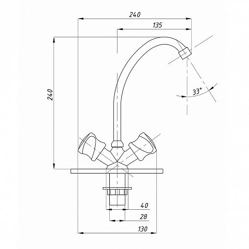 Смеситель для кухни Tsarsberg TSB-272-34, двухвентильный, хром фото